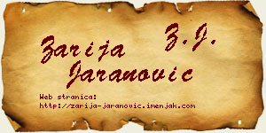 Zarija Jaranović vizit kartica